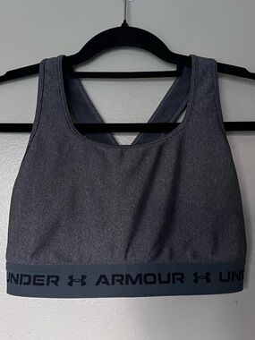 Under Armour Dark Gray Racerback Sports Bra with Branded Band